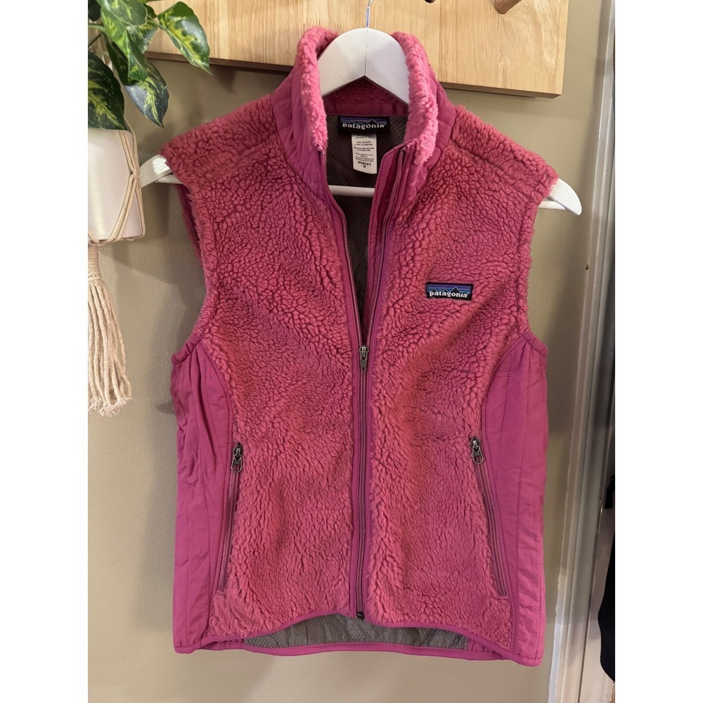 Patagonia Womens RetroX Fleece Vest Pink‎ Full Zip Sherpa Size Medium